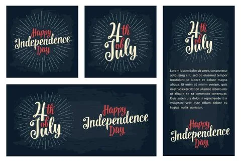 Set horizontal, vertical, square posters Happy Independence Day Illustration