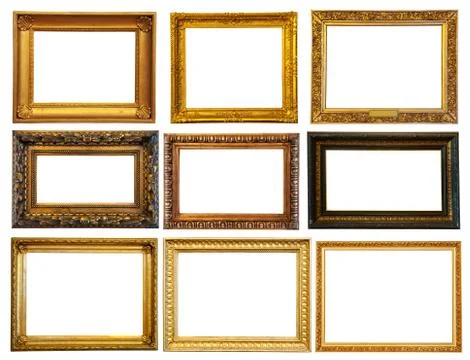 Set of  horizontally gold frames Stock Photos