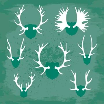 Set horns silhouettes for design Stock Illustration