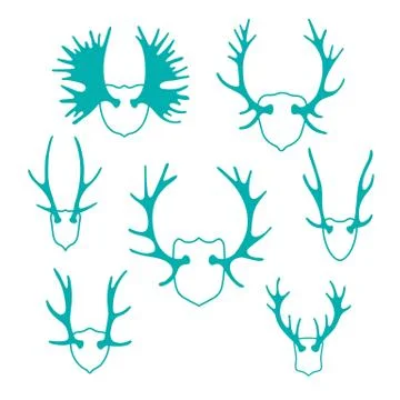 Set horns silhouettes for design Stock Illustration