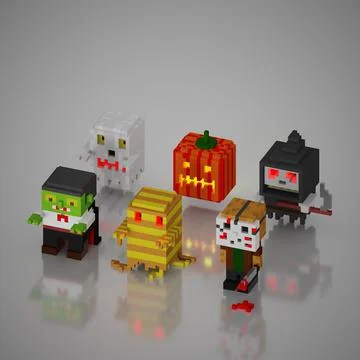 Set of horror 3D character Stock Illustration