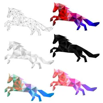 Set of horse polygon geometric. Vector illustration. Stock Illustration