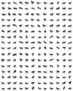 Set of horses silhouettes Stock Illustration