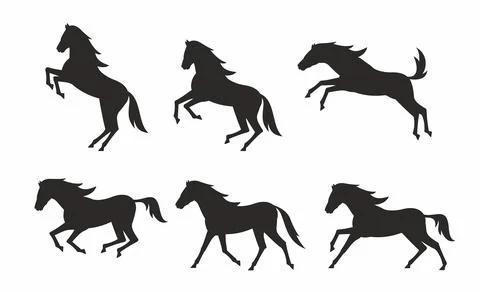 Set of horses silhouettes Stock Illustration