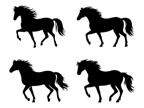 Set of horses silhouettes vector on transparent background Stock-Illustration