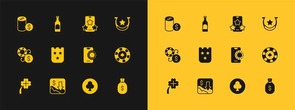 Set Horseshoe Financial growth decrease Online sports betting Playing card wi Stock Illustration