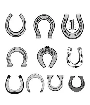 Set of horseshoes elements Stock Illustration
