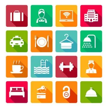Set of hotel icons Stock Illustration