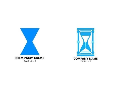 Set of Hourglass Clock or Sand Watch Timer Logo Template Design Illustration