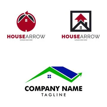 Set of House Arrow Icon Vector Logo Template Illustration Design Stock Illustration
