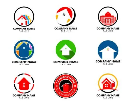 Set of House Circle Logo Template Vector Illustration Design Stock Illustration