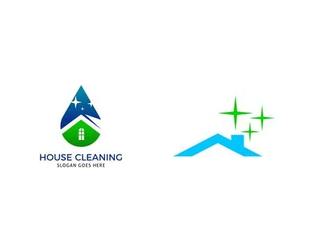 Set of House Cleaning Logo Design Template Stock Illustration