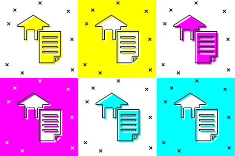 Set House contract icon isolated on color background. Contract creation ser.. Stock Illustration