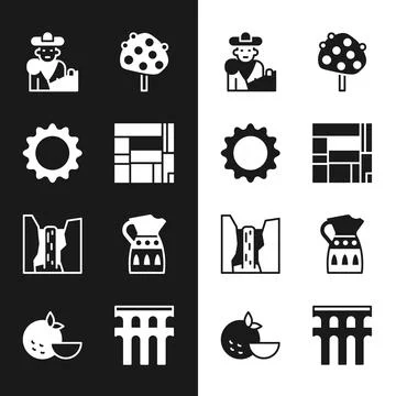 Set House Edificio Mirador, Sun, Bullfight, matador, Orange tree, Algar 스톡 일러스트