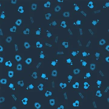 Set House with heart shape, , plan and under protection on seamless pattern Illustrazione stock