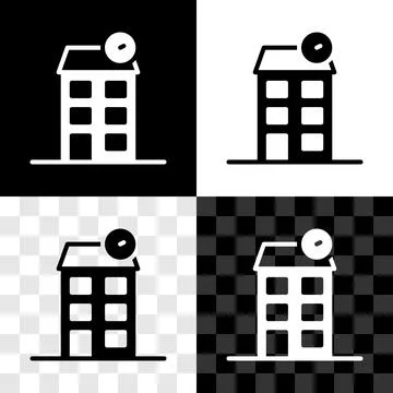 Set House icon isolated on black and white, transparent background. Home sy.. Stock Illustration