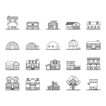 Set Of House Icons Ilustración de archivo