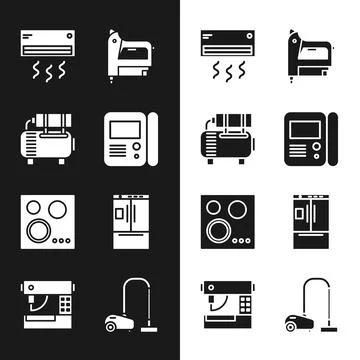 Set House intercom system, Air compressor, conditioner, Electric construction Stock Illustration