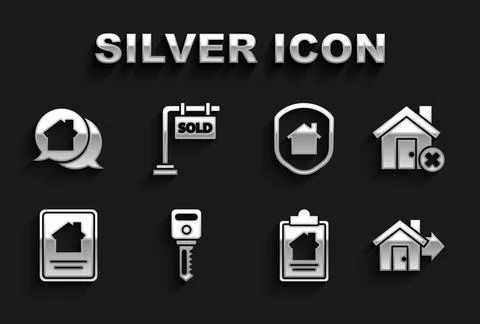 Set House key, with wrong mark, Sale house, contract, Online real estate, und 库存插图