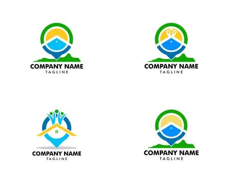 Set of House Locator Vector Logo Template Stock Illustration