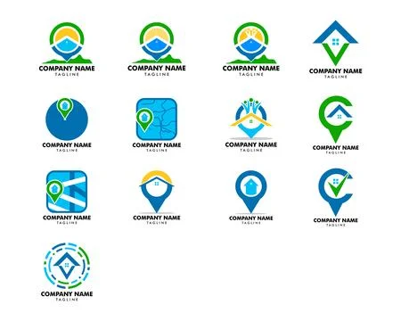 Set of House Locator Vector Logo Template Ilustración de archivo