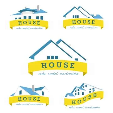 Set house logo design template. Realty theme icon. Stock Illustration