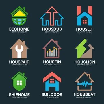 Set of house logo design template. House logo. Home logo. Real estate logo Stock Illustration