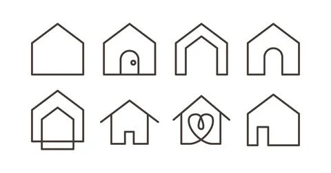 Set of House logo set collection with line style, real estate, architecture.. Stock Illustration