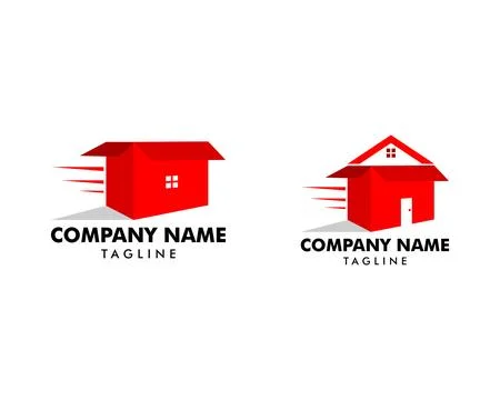 Set of House Moving Logo Design Template Stock Illustration