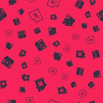 Set House, plan, and under protection on seamless pattern. Vector Stock Illustration