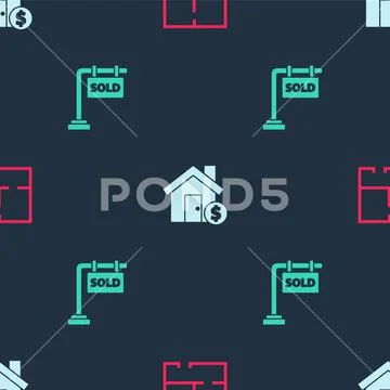 Set House plan, with dollar symbol and Hanging sign Sold on seamless ...