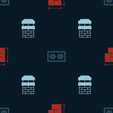 Set House plan, Electrical outlet and Chimney on seamless pattern. Vector 스톡 일러스트