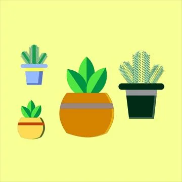 Set of house plant vector flat illustration. Stock Illustration