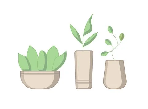 Set of House Plants Stock Illustration