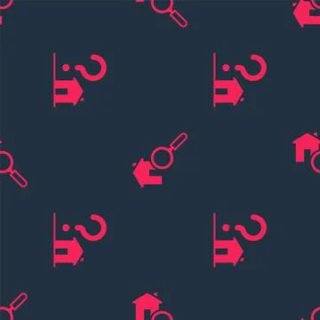 Set House with question mark and Search house on seamless pattern. Vector Stock Illustration