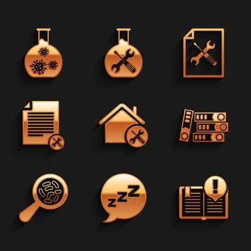 Set House service, Speech bubble with snoring, Interesting facts, Office fo.. Stock Illustration