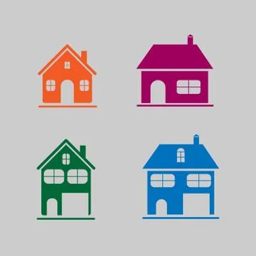 Set of house silhouettes to create a logo for a repair, construction and rent Stock Illustration