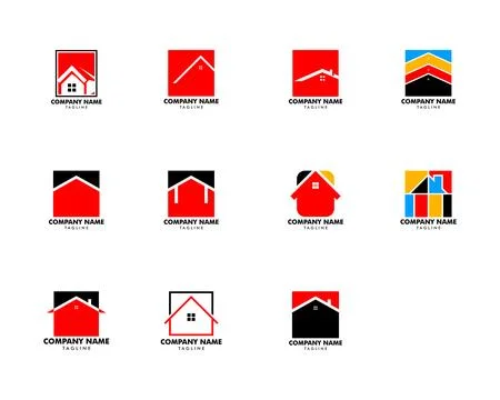 Set of House Square Logo Template Vector Illustration Design Stock Illustration
