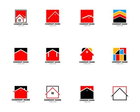 Set of House Square Logo Template Vector Illustration Design Stock Illustration