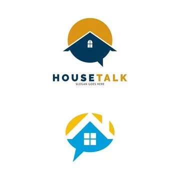 Set of House Talk or House Chat Icon Vector Logo Template Illustration Design Stock Illustration