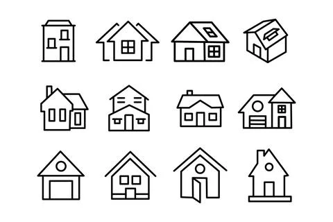 Set of house vector icons. Homes clipart symbols. Home pictogram collection. Stock Illustration