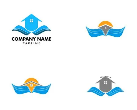 Set of House with wings logo template vector icon design Stock Illustration