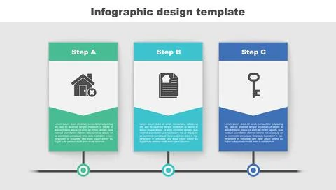 Set House with wrong mark, contract and key. Business infographic template イラスト素材