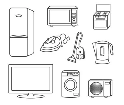 Set of household appliances Stock Illustration