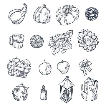 Set with household elements in vector Illustrazione stock