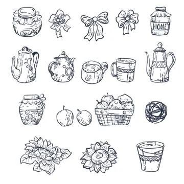 Set with household elements in vector Stock Illustration