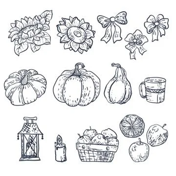 Set with household elements in vector Stock Illustration