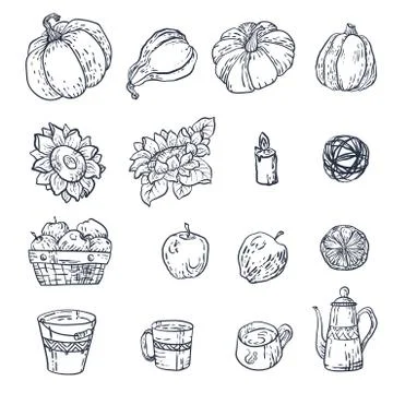 Set with household elements in vector Illustrazione stock