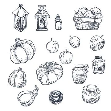 Set with household elements in vector Stock Illustration