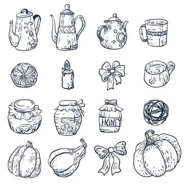 Set with household elements in vector Illustrazione stock